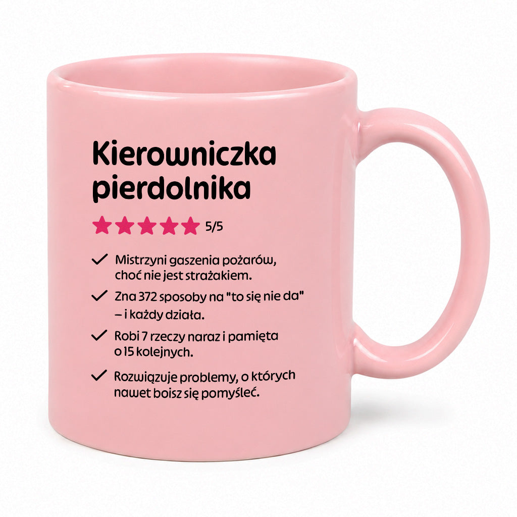Kubek z nadrukiem "Kierowniczka pierdolnika"
