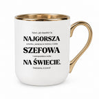 Kubek z nadrukiem - "NAJGORSZA SZEFOWA NA ŚWIECIE (ale jednak nie 🥰)"