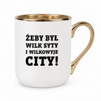 Kubek z nadrukiem - "Żeby był wilk syty i Wilkowyje City"