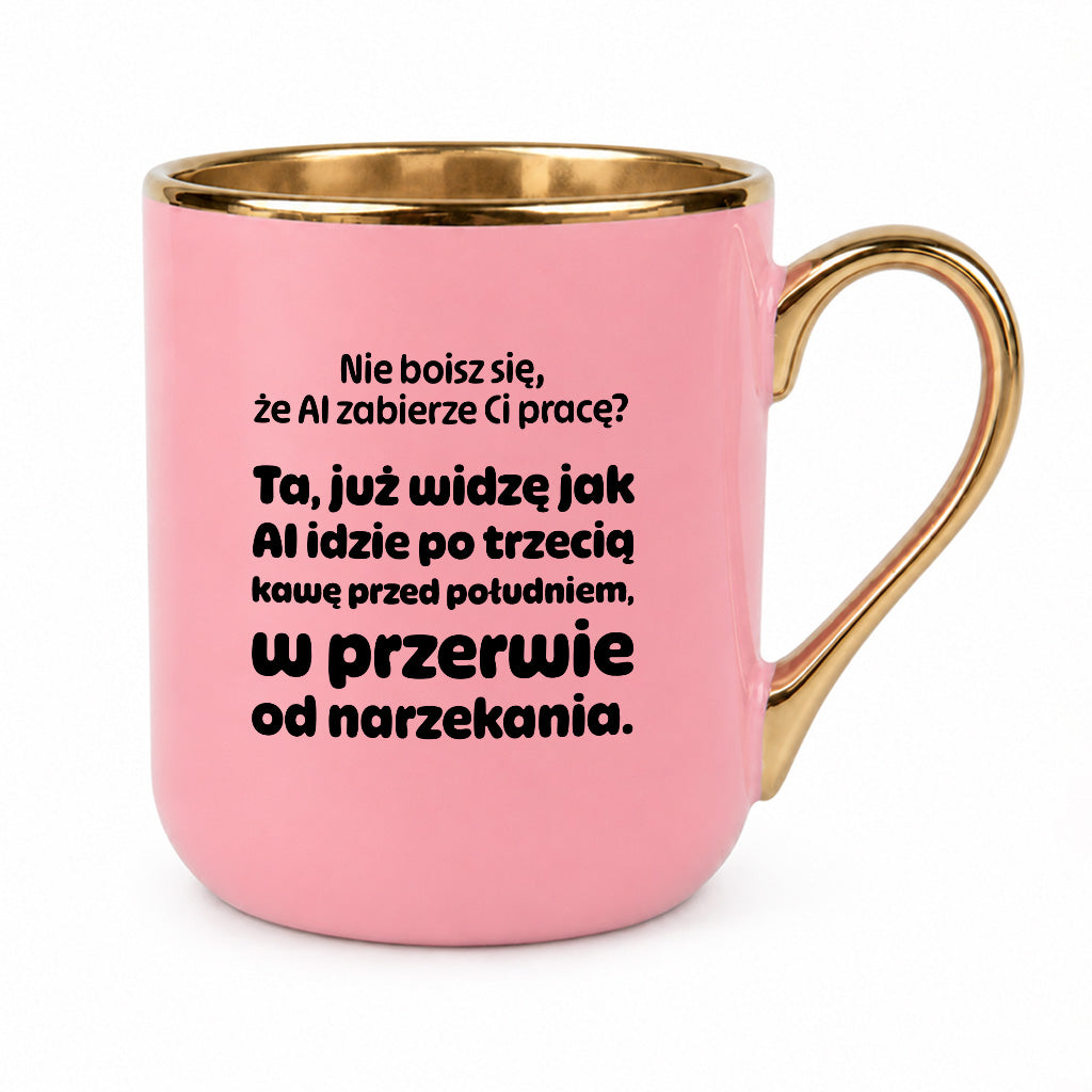 Kubek z nadrukiem - "Nie boisz się, że AI zabierze Ci pracę?"