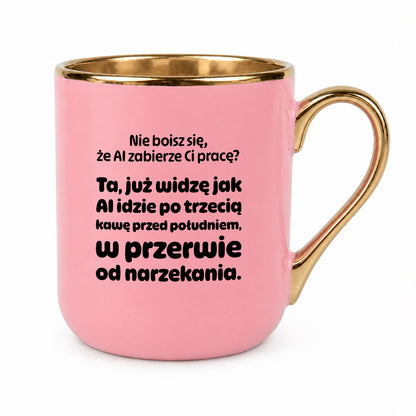 Kubek z nadrukiem - "Nie boisz się, że AI zabierze Ci pracę?"