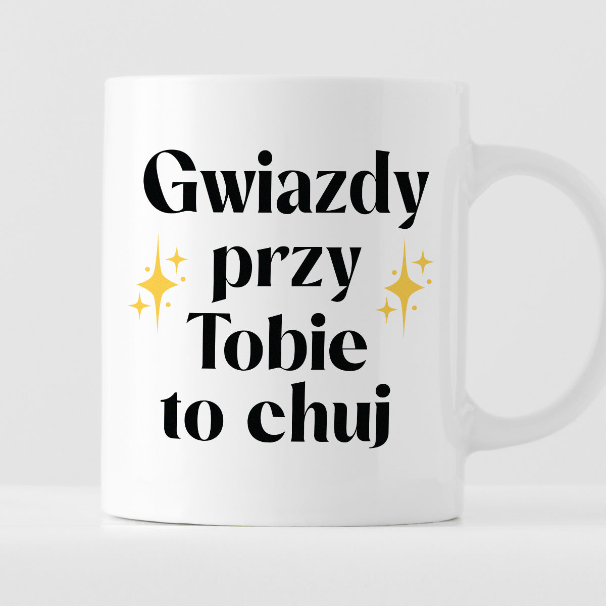 Kubek z nadrukiem "Gwiazdy przy Tobie to chuj"