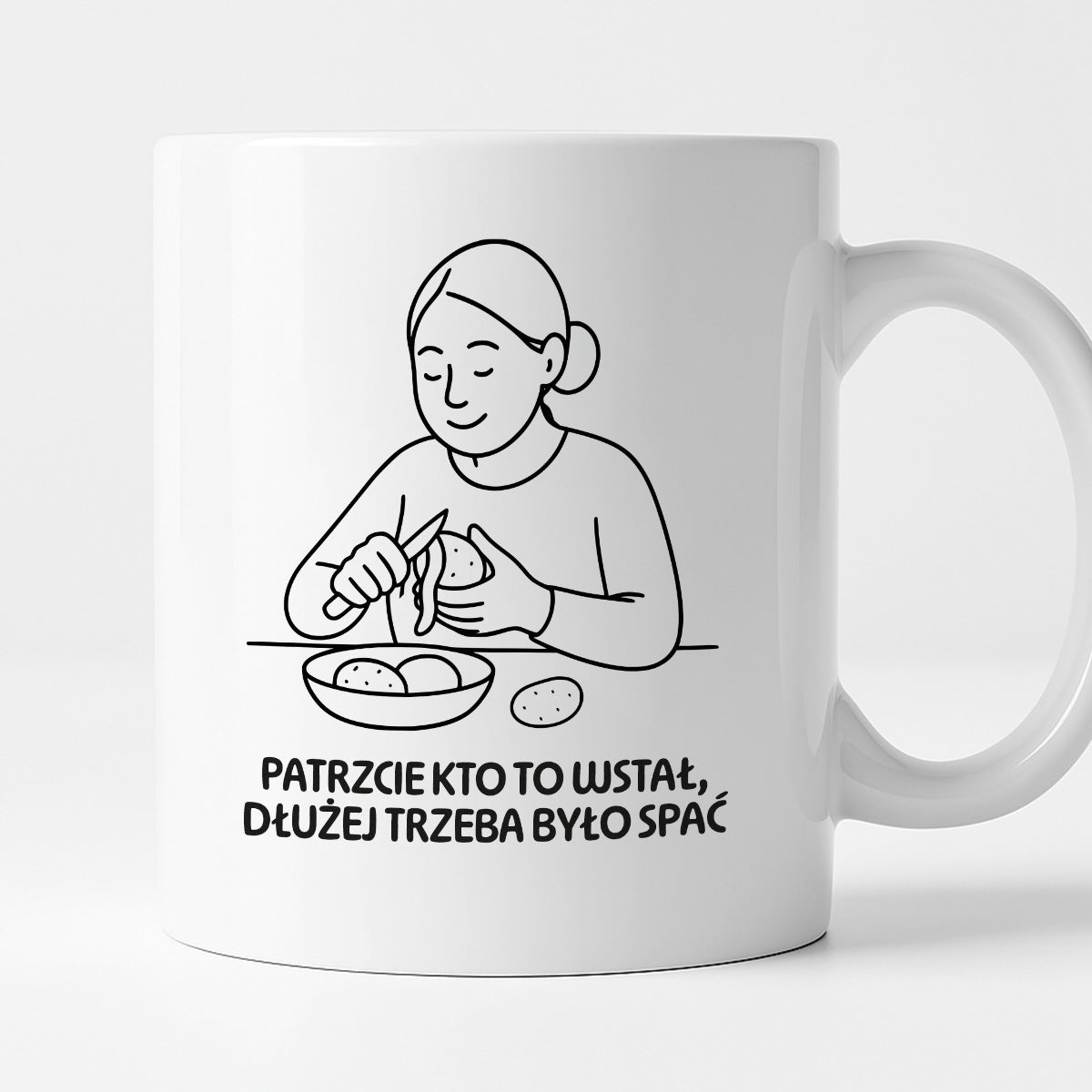 Kubek z nadrukiem "Patrzcie kto to wstał, dłużej trzeba było spać" - Cytaty MAMY - DZIEŃ MAMY