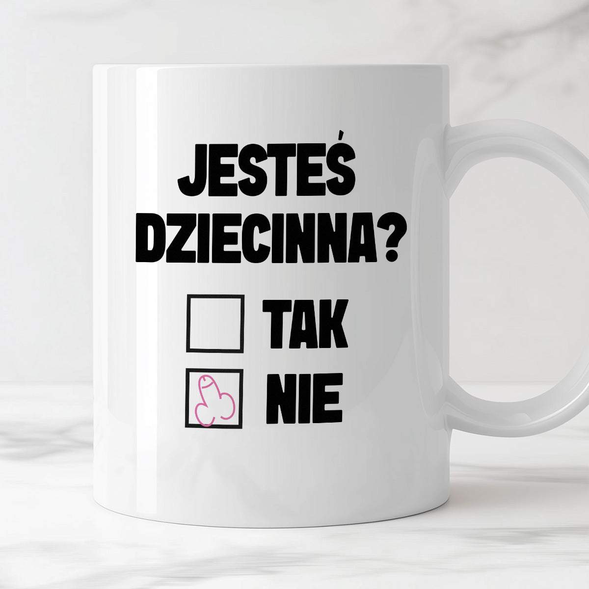 Kubek z nadrukiem "Jesteś dziecinna?"