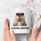 Kubek z nadrukiem "Kurwa gryzie"