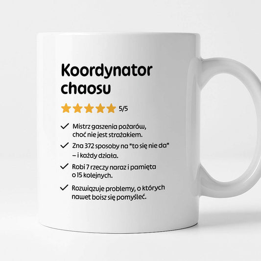 Kubek z nadrukiem "Koordynator chaosu"