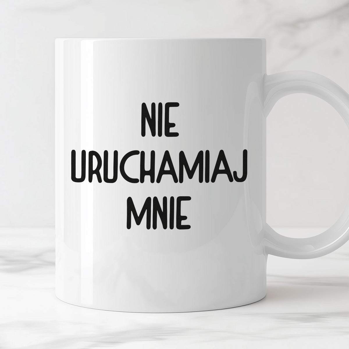 Kubek z nadrukiem "Nie uruchamiaj mnie"
