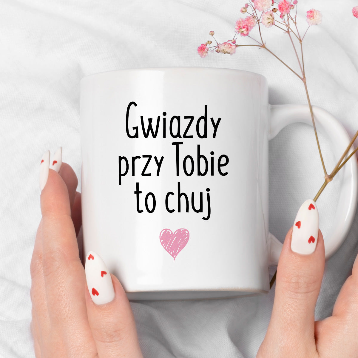 Kubek z nadrukiem "Gwiazdy przy Tobie to chuj"