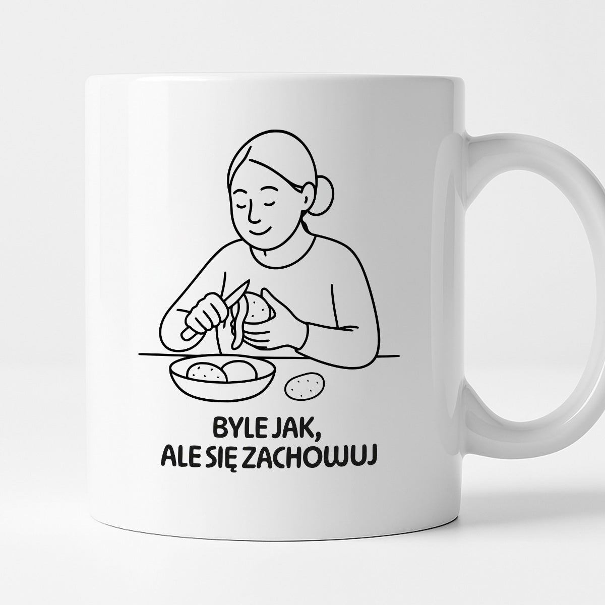 Kubek z nadrukiem "Byle jak, ale się zachowuj" - Cytaty MAMY - DZIEŃ MAMY