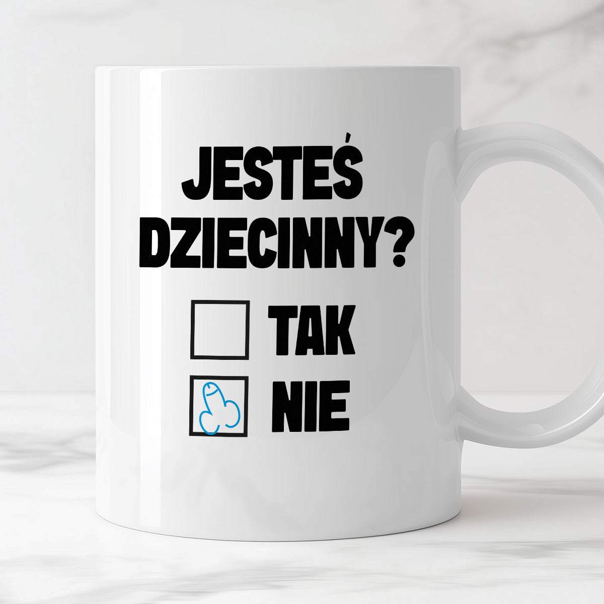 Kubek z nadrukiem "Jesteś dziecinny?"