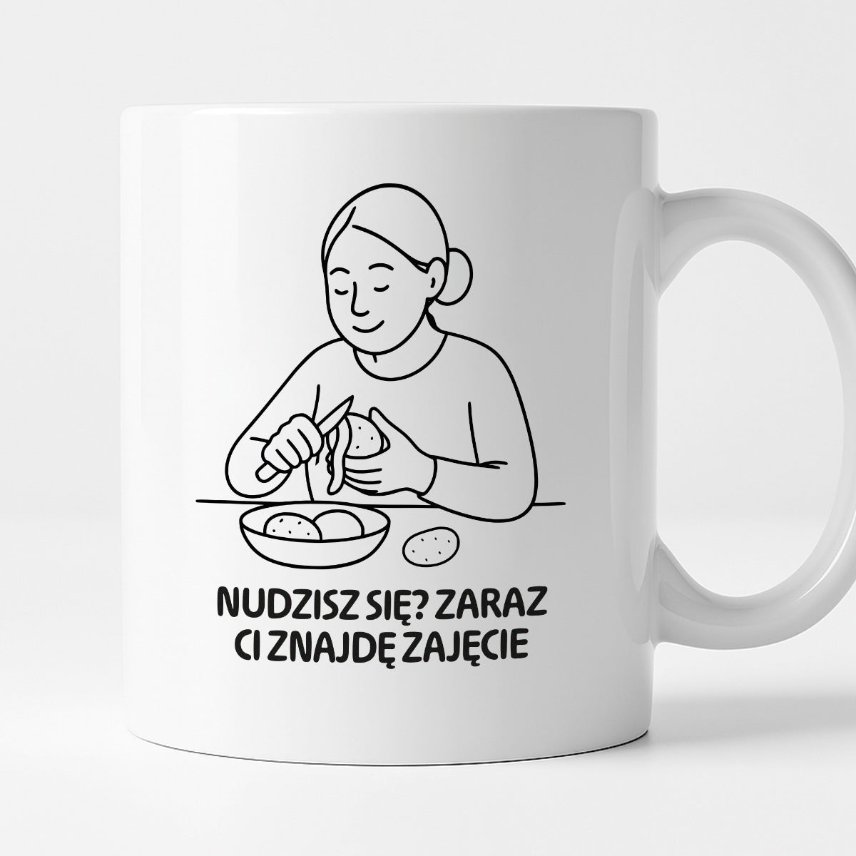 Kubek z nadrukiem "Nudzisz się? Zaraz Ci znajdę zajęcie" - Cytaty MAMY - DZIEŃ MAMY