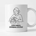 Kubek z nadrukiem "Zjedz mięso, ziemniaki zostaw" - Cytaty MAMY - DZIEŃ MAMY