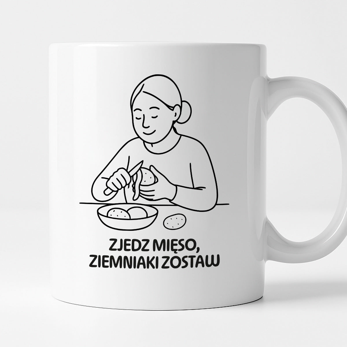 Kubek z nadrukiem "Zjedz mięso, ziemniaki zostaw" - Cytaty MAMY - DZIEŃ MAMY