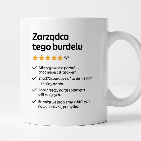 Kubek z nadrukiem "Zarządca tego burdelu"
