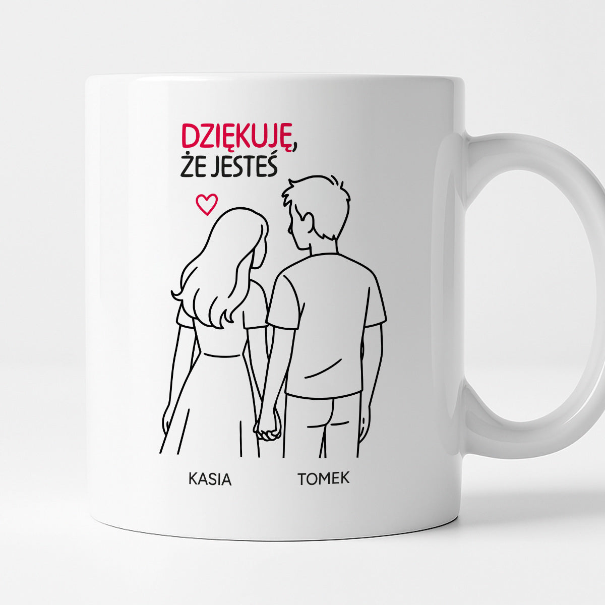 Kubek spersonalizowany z nadrukiem - "Dziękuję, że jesteś" z IMIONAMI