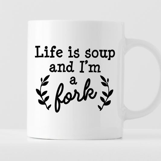 Kubek z nadrukiem "Life is soup and I’m a fork"