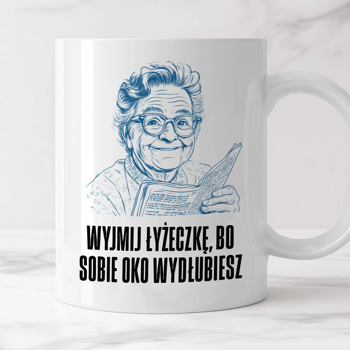 Kubek z cytatem Dziadka "Wyjmij łyżeczkę, bo sobie oko wydłubiesz"