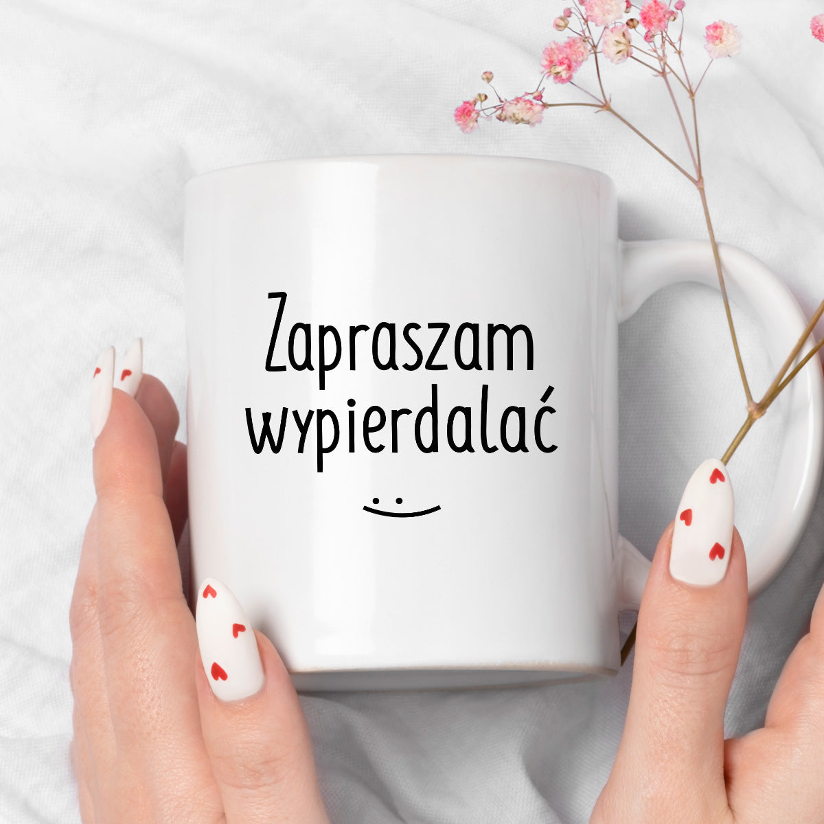 Kubek z nadrukiem "Zapraszam wypierdalać :)"