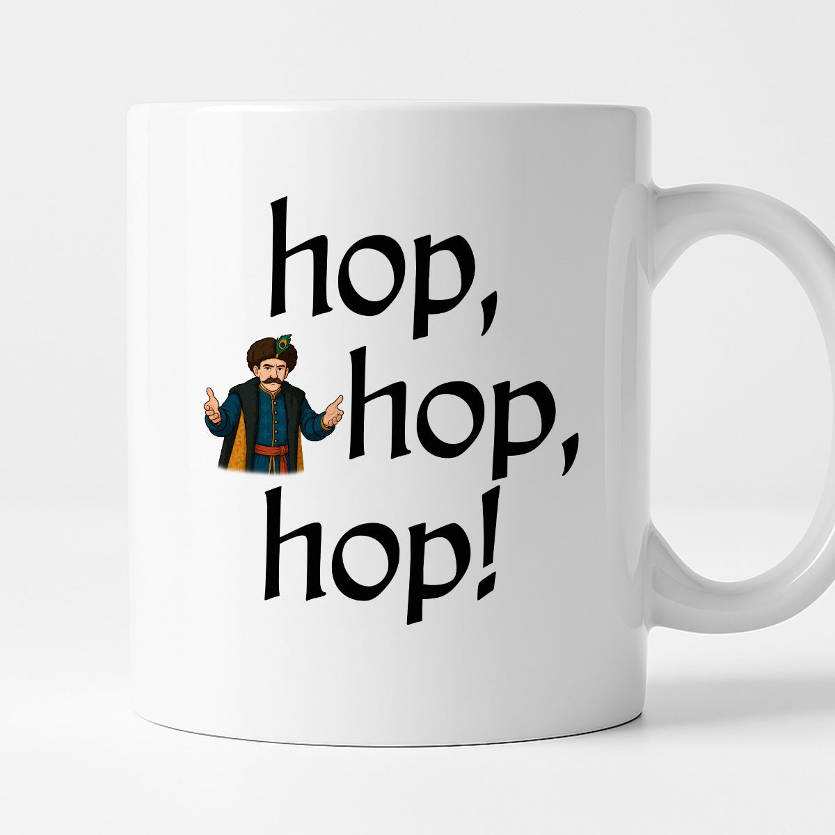 Kubek z nadrukiem "hop, hop, hop!" v2