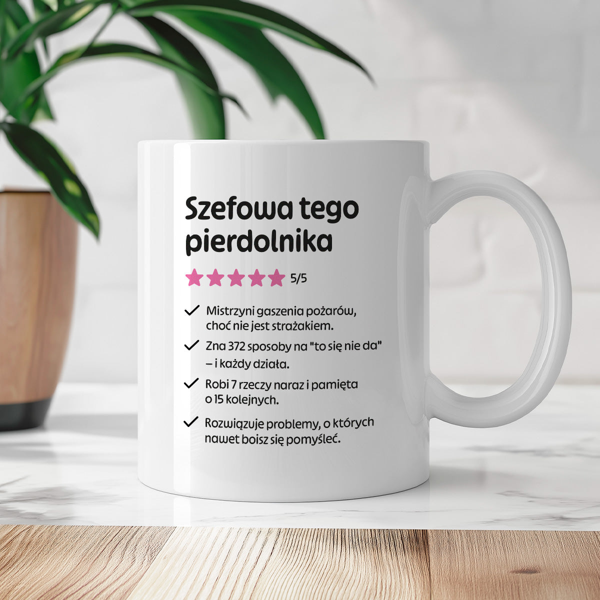 Kubek z nadrukiem "Szefowa tego pierdolnika"