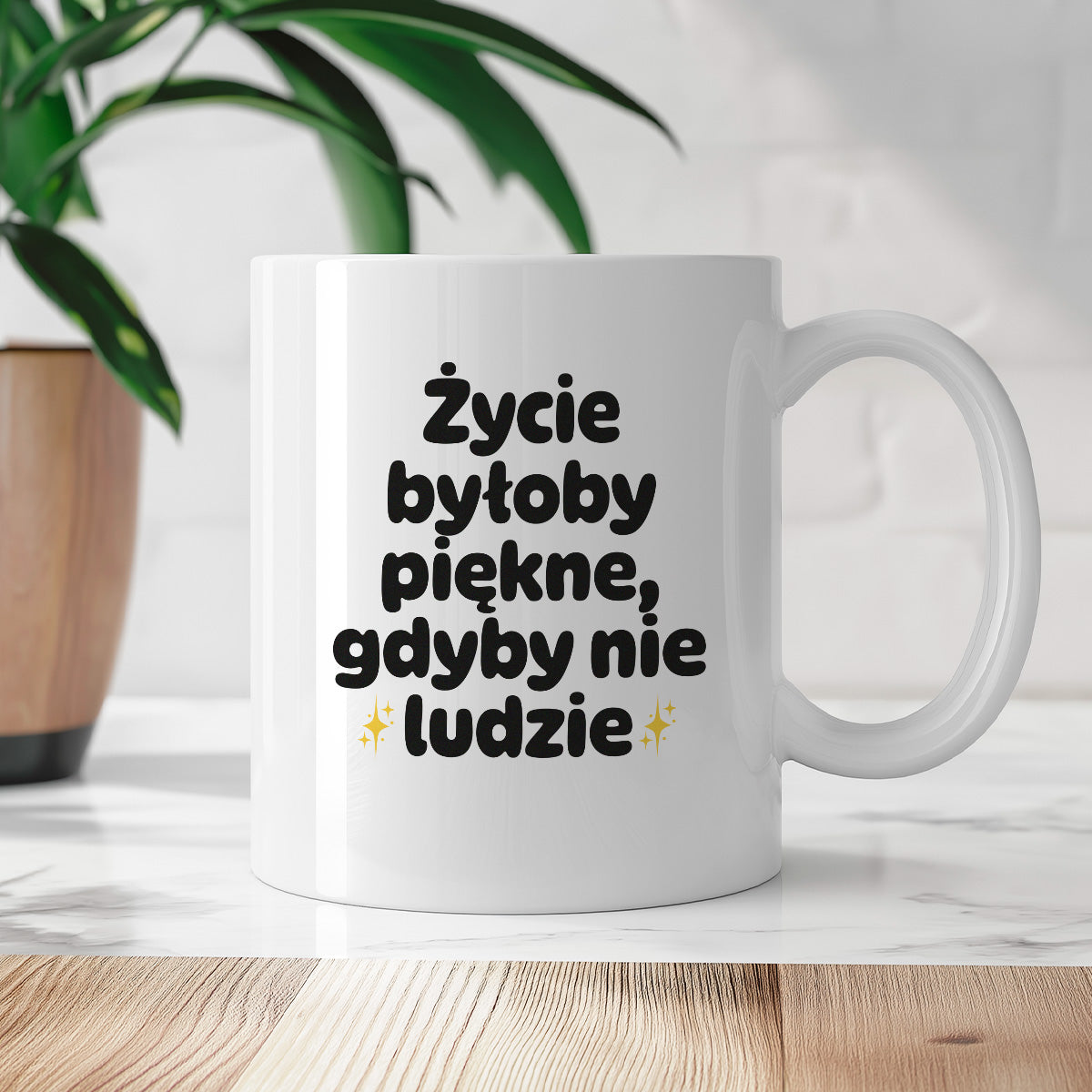 Kubek z nadrukiem - "Życie byłoby piękne, gdyby nie ludzie"