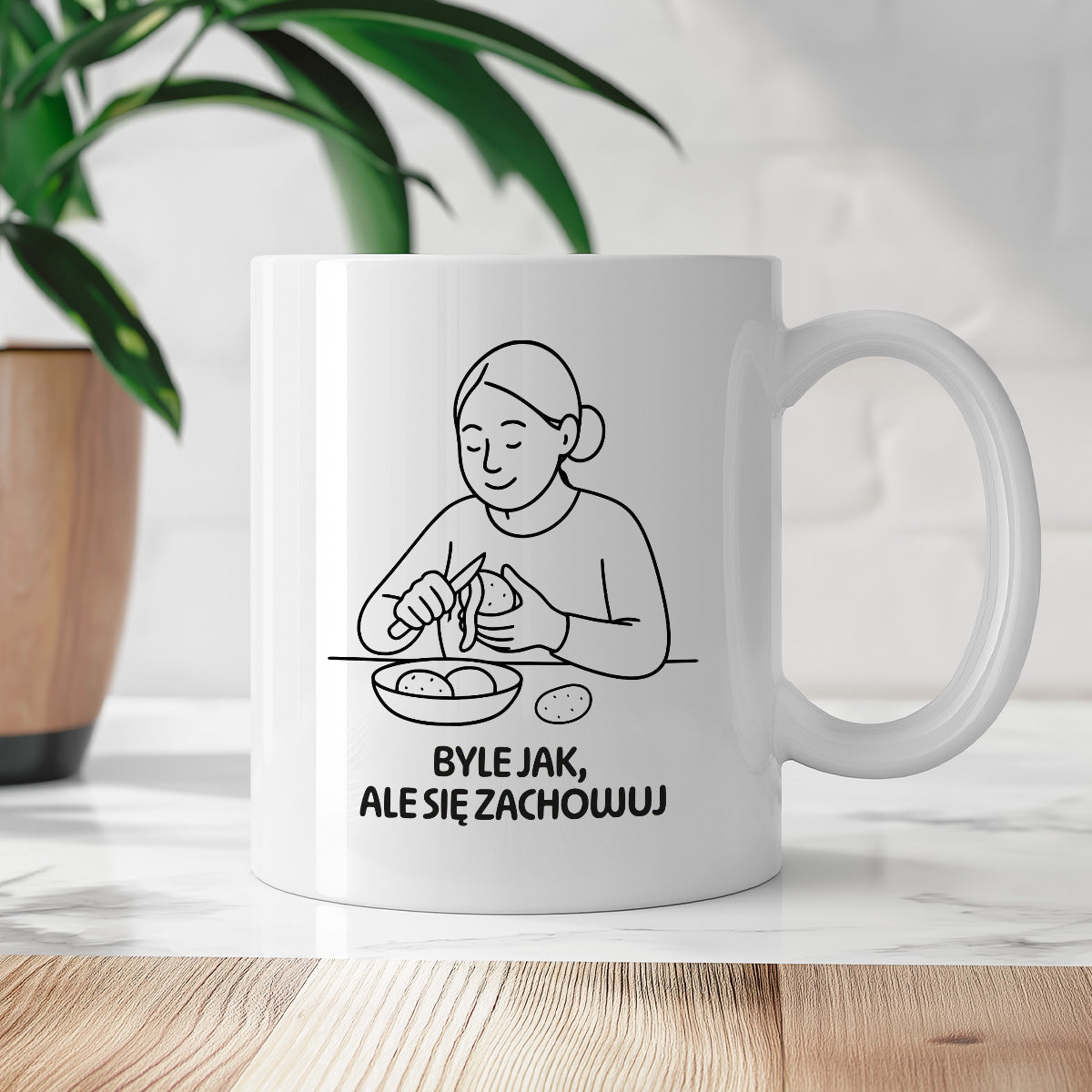 Kubek z nadrukiem "Byle jak, ale się zachowuj" - Cytaty MAMY - DZIEŃ MAMY