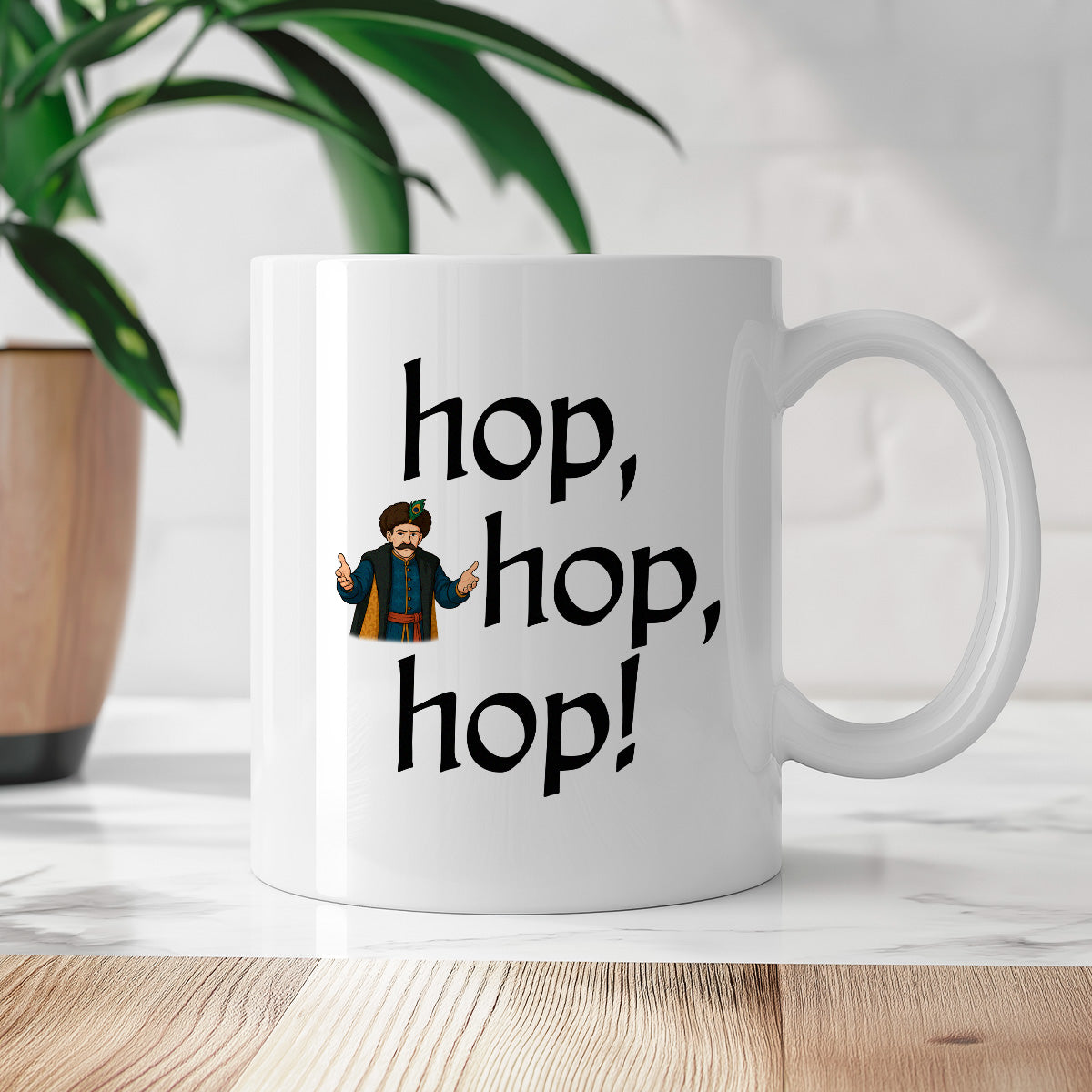 Kubek z nadrukiem "hop, hop, hop!" v2