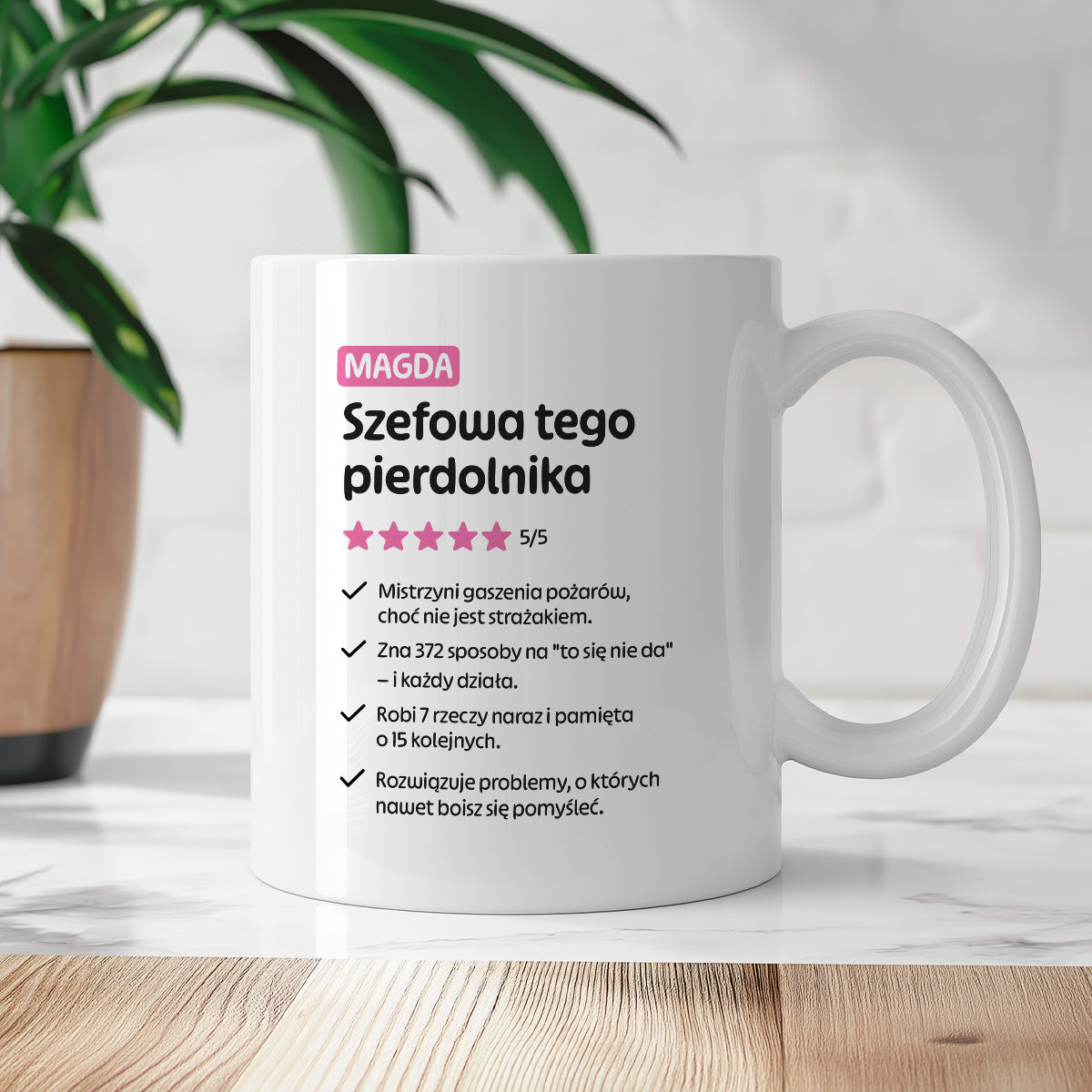 Kubek spersonalizowany z nadrukiem "Szefowa tego pierdolnika"
