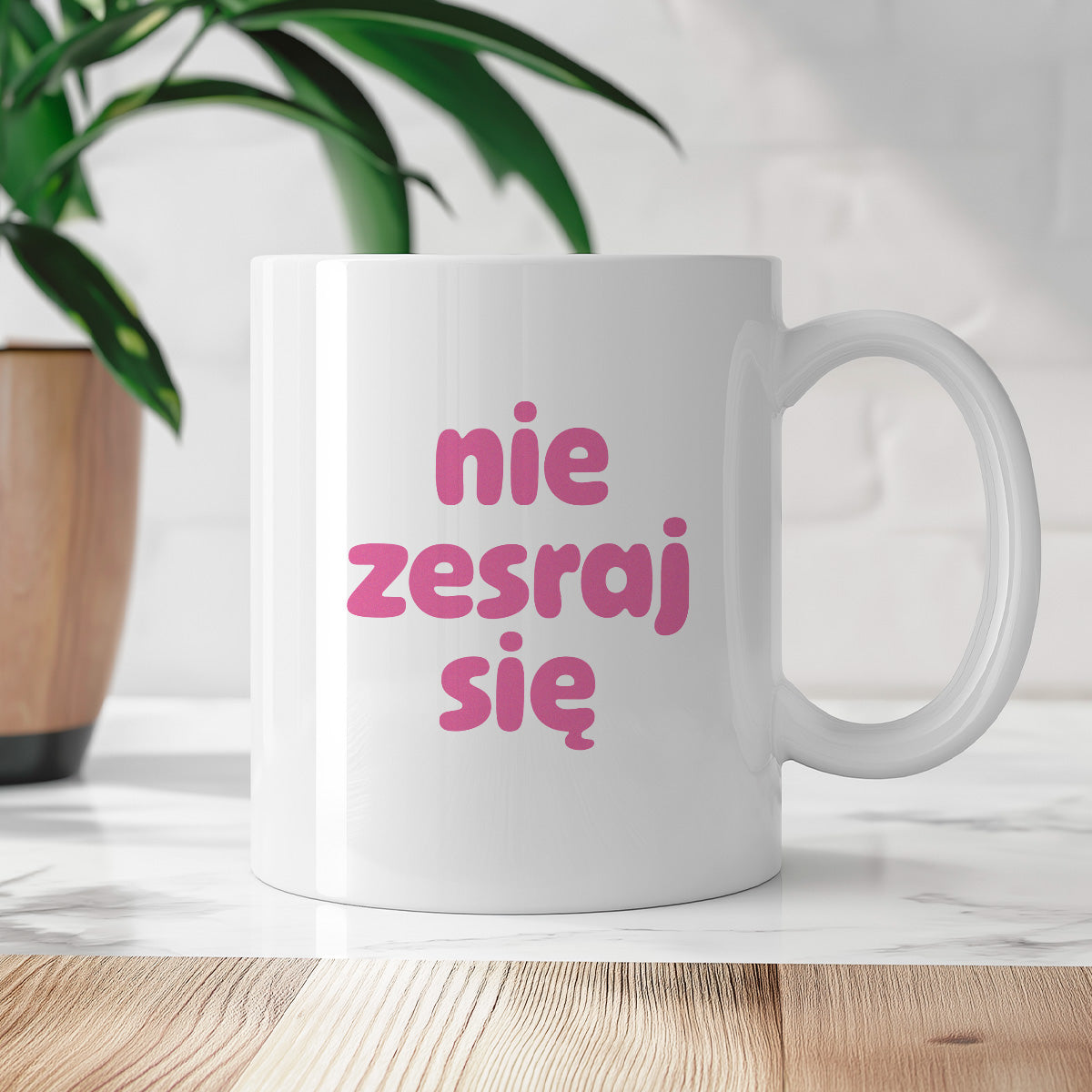 Kubek z nadrukiem "nie zesraj się" v2