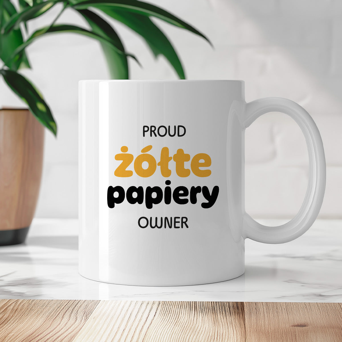 Kubek z nadrukiem - "PROUD żółte papiery OWNER"