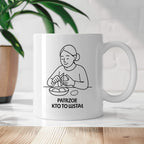 Kubek z nadrukiem "Patrzcie kto to wstał" - Cytaty MAMY - DZIEŃ MAMY