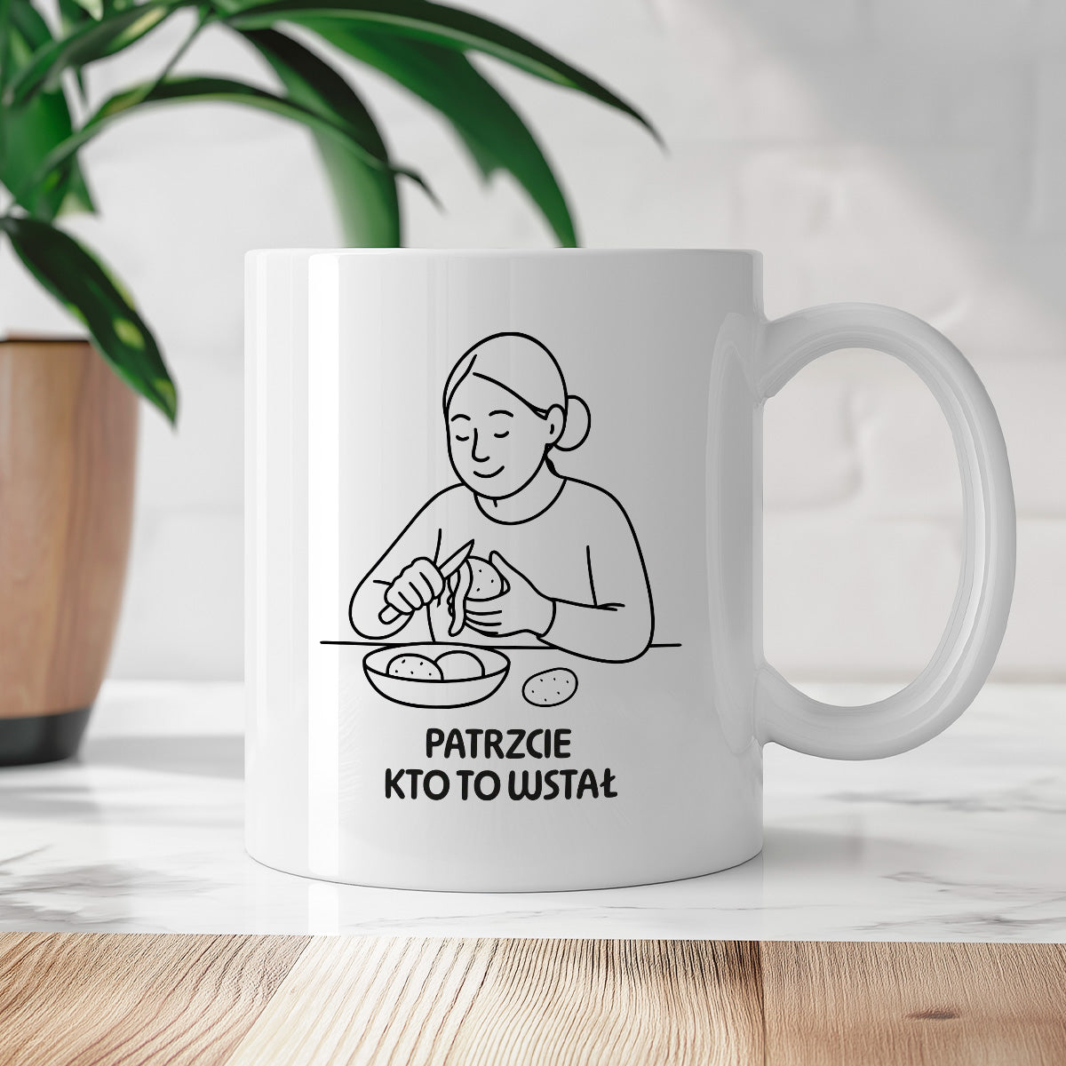 Kubek z nadrukiem "Patrzcie kto to wstał" - Cytaty MAMY - DZIEŃ MAMY