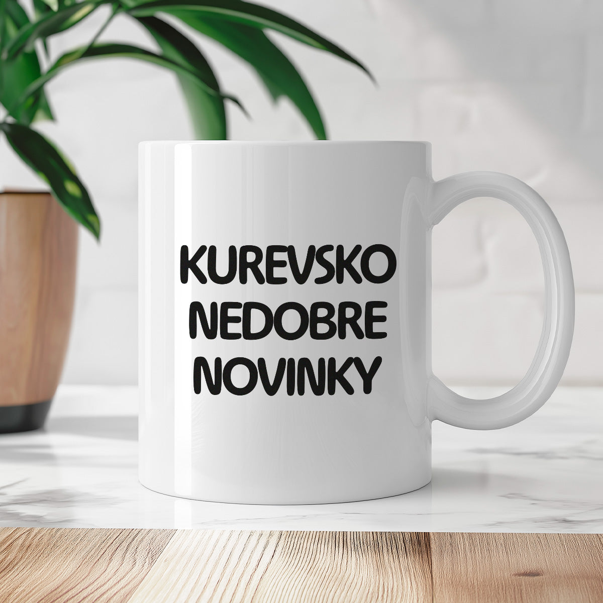 Kubek z nadrukiem - "kurevsko nedobre novinky"