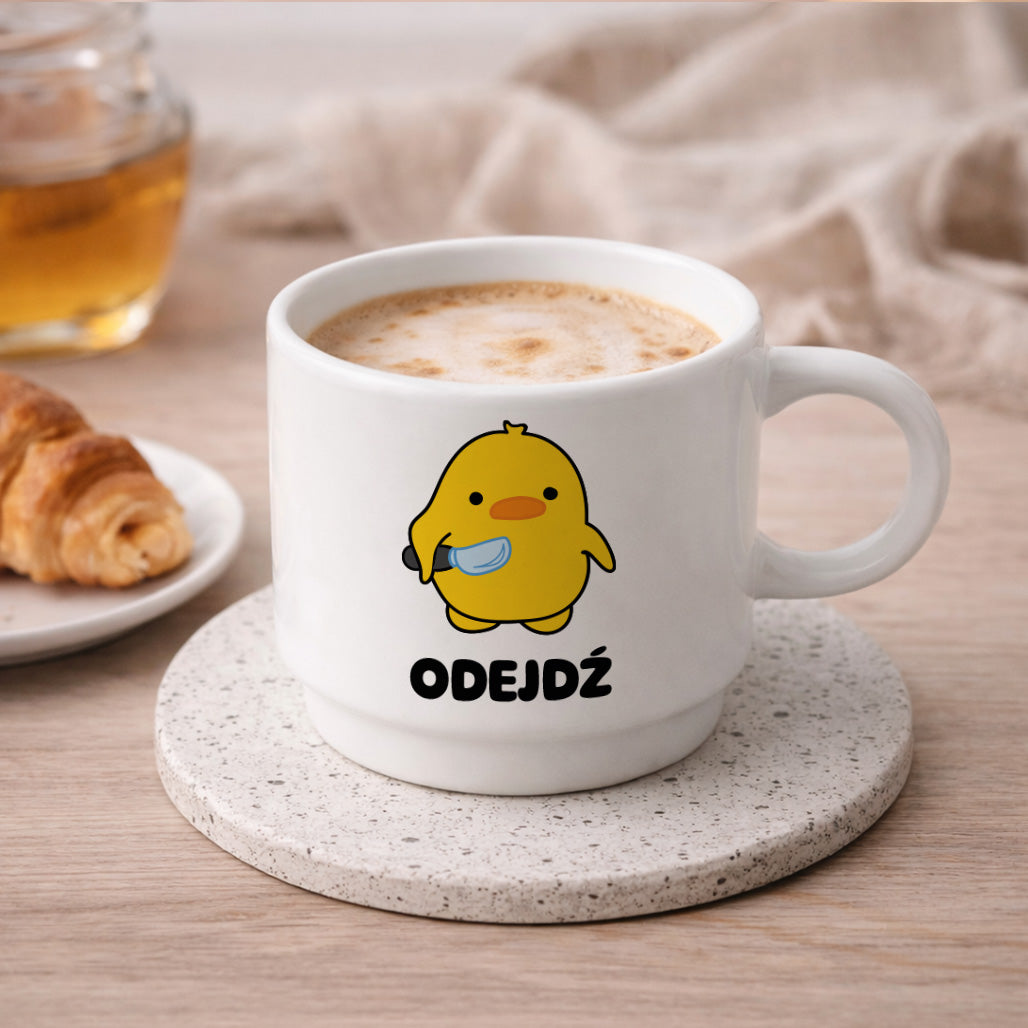 Filiżanka 250 ml z nadrukiem "Odejdź"