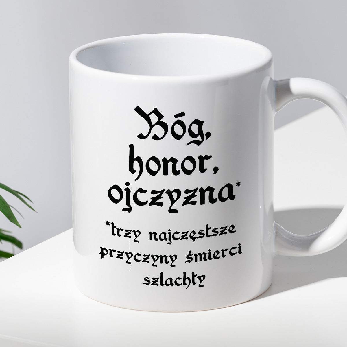 Kubek z nadrukiem "Bóg, honor, ojczyzna* *trzy najczęstsze przyczyny ś