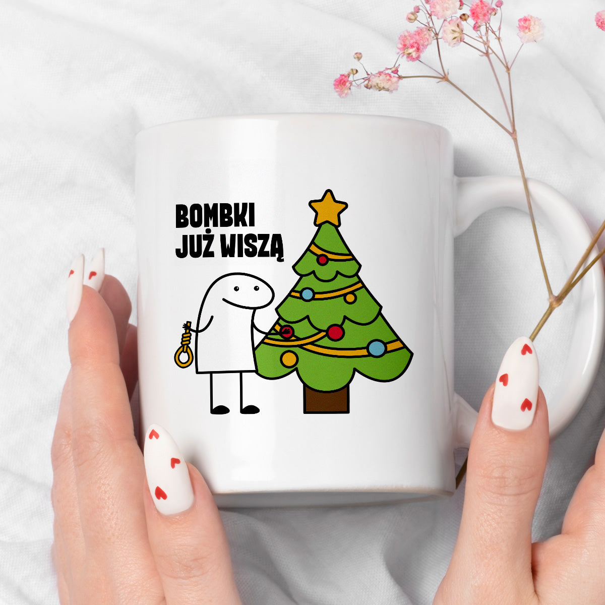 Kubek świąteczny mem "Bombki już wiszą"