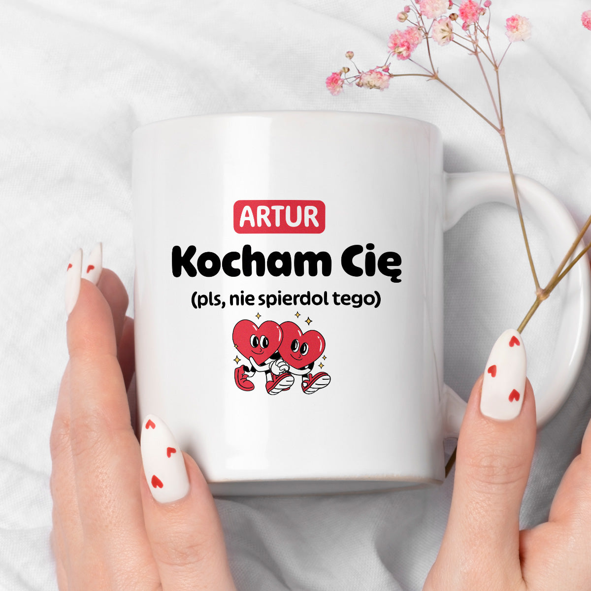 Kubek spersonalizowany z IMIENIEM "Kocham Cię (pls, nie spierdol tego)" I