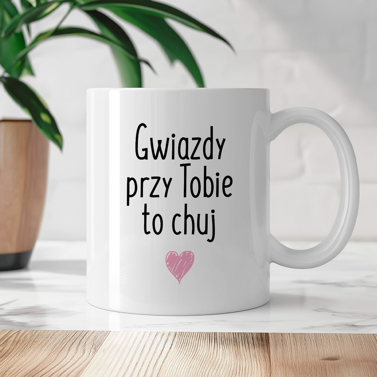 Kubek z nadrukiem "Gwiazdy przy Tobie to chuj"