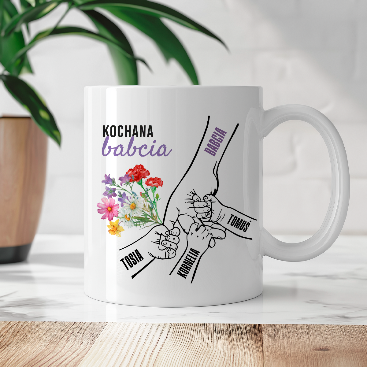 Kubek spersonalizowany Dzień Babci "Wnuczęta" - 3 dzieci