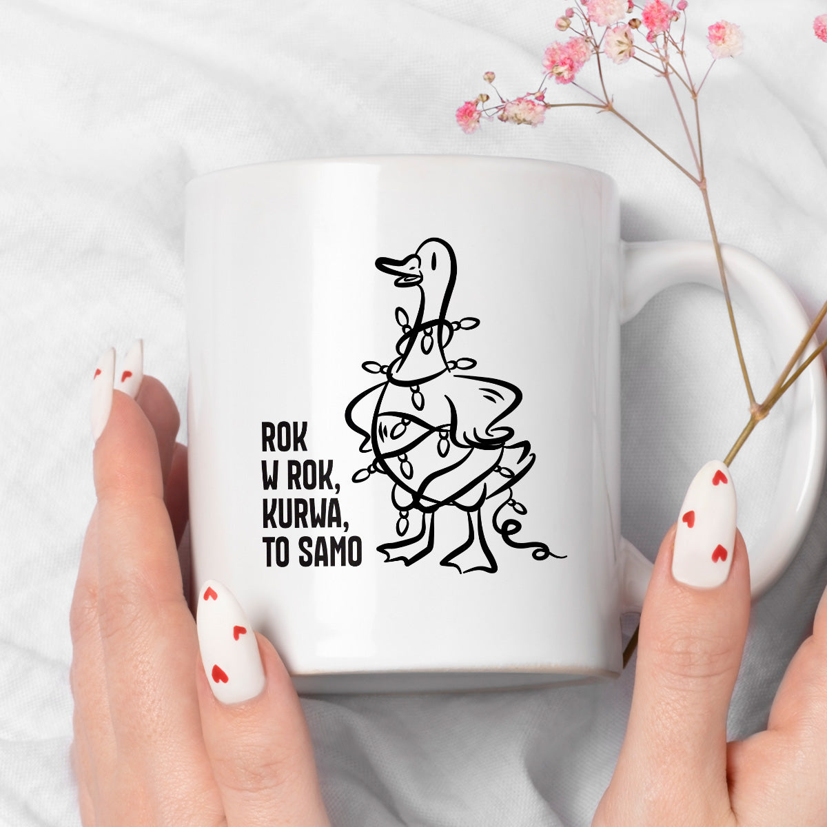 Kubek świąteczny z GĄSKĄ - "ROK W ROK, KURWA, TO SAMO"