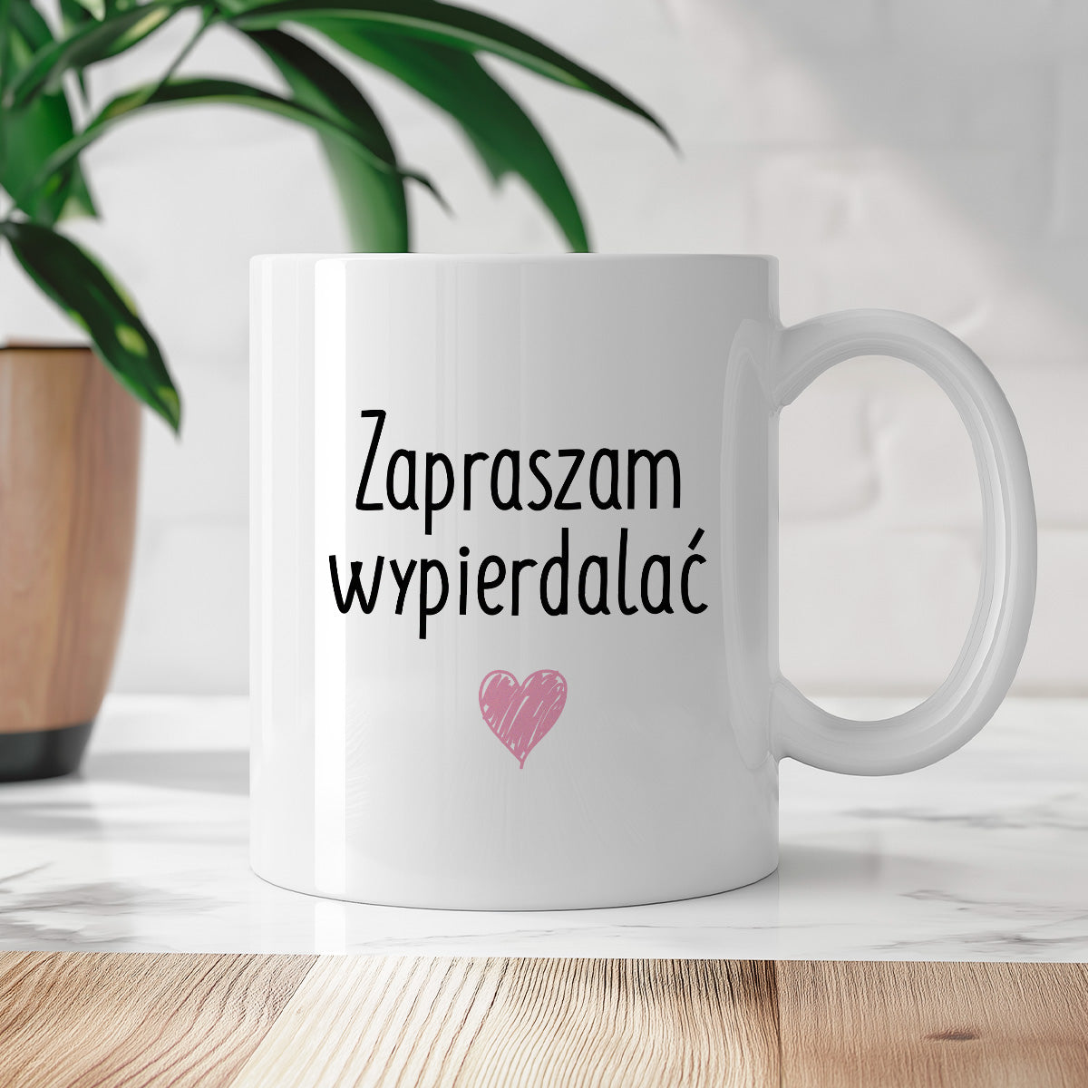 Kubek z nadrukiem "Zapraszam wypierdalać <3"