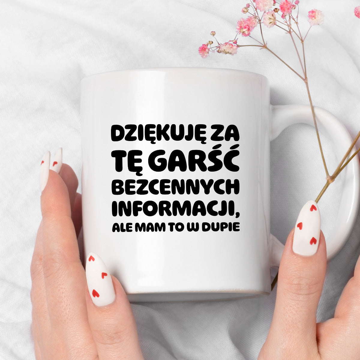 Kubek z nadrukiem - "Dziękuję za tę garść bezcennych informacji"