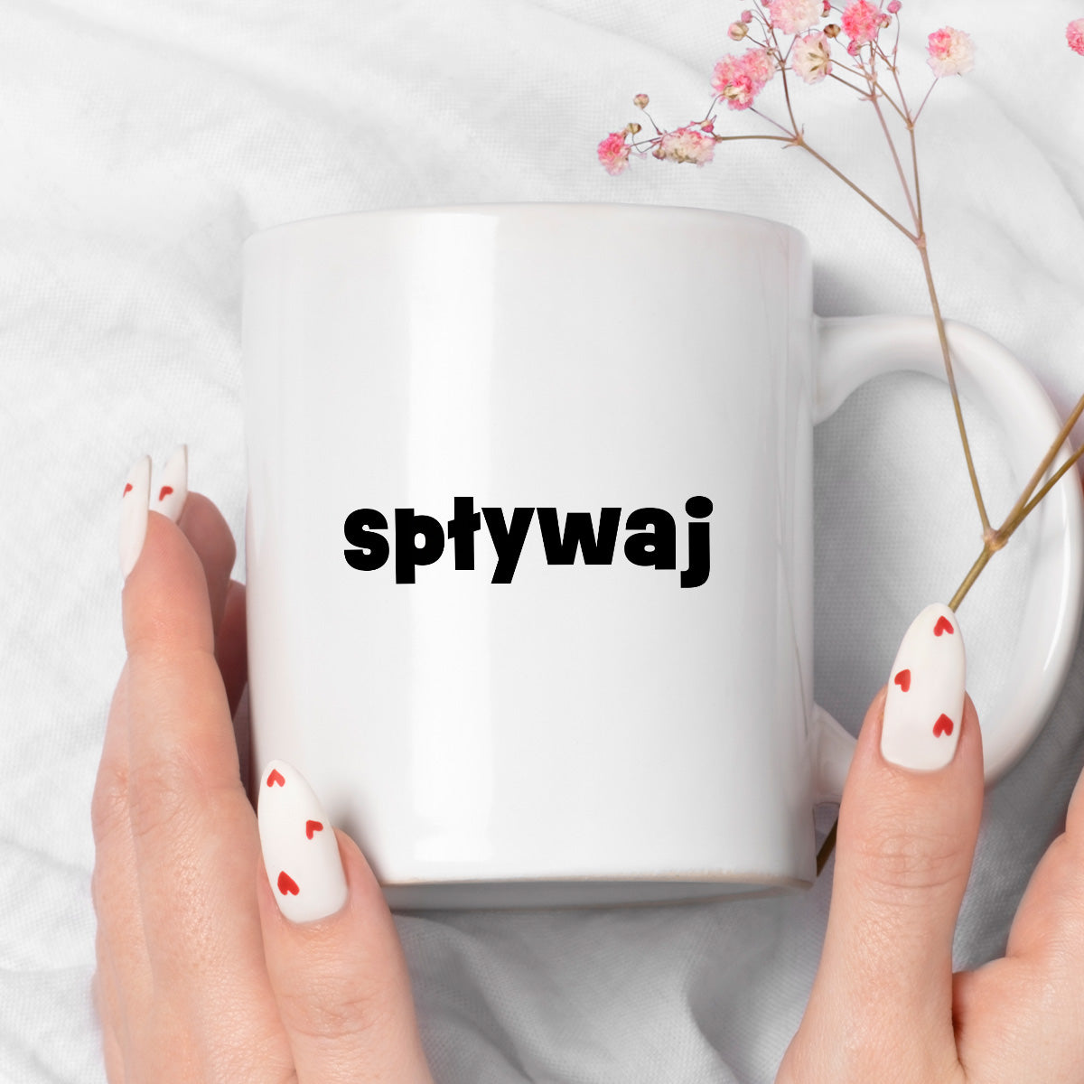 Kubek z nadrukiem "spływaj"