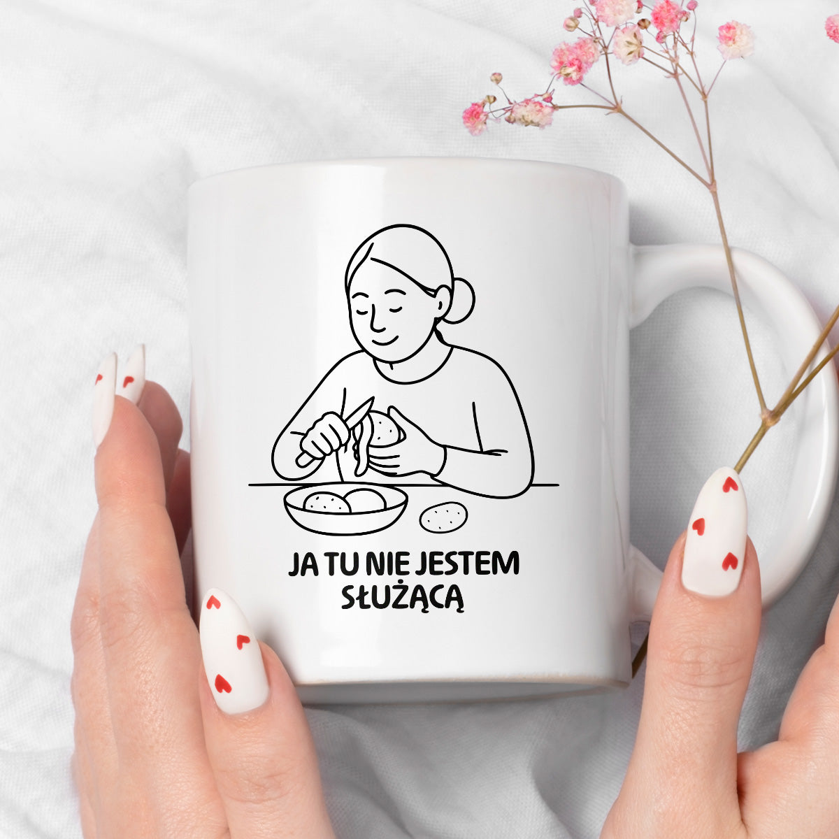 Kubek z nadrukiem "Ja tu nie jestem służącą" - Cytaty MAMY - DZIEŃ MAMY