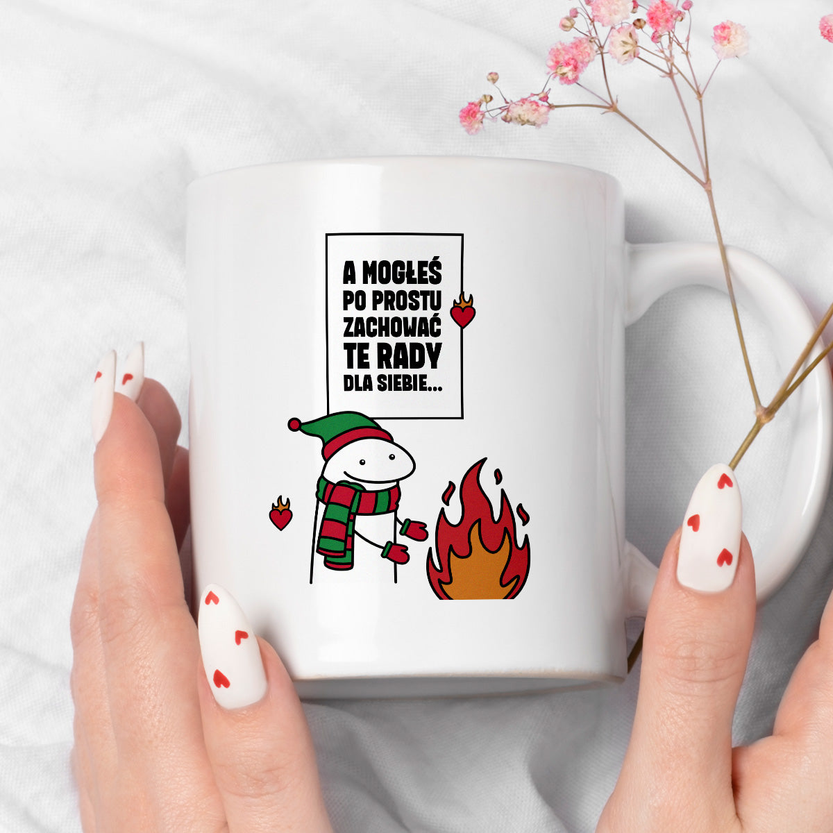 Kubek świąteczny mem "A mogłeś po prostu zachować te rady dla siebie..."