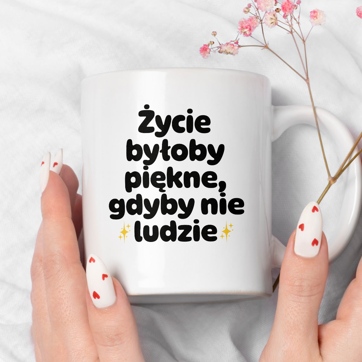 Kubek z nadrukiem - "Życie byłoby piękne, gdyby nie ludzie"
