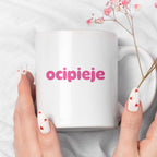 Kubek z nadrukiem "ocipieje"