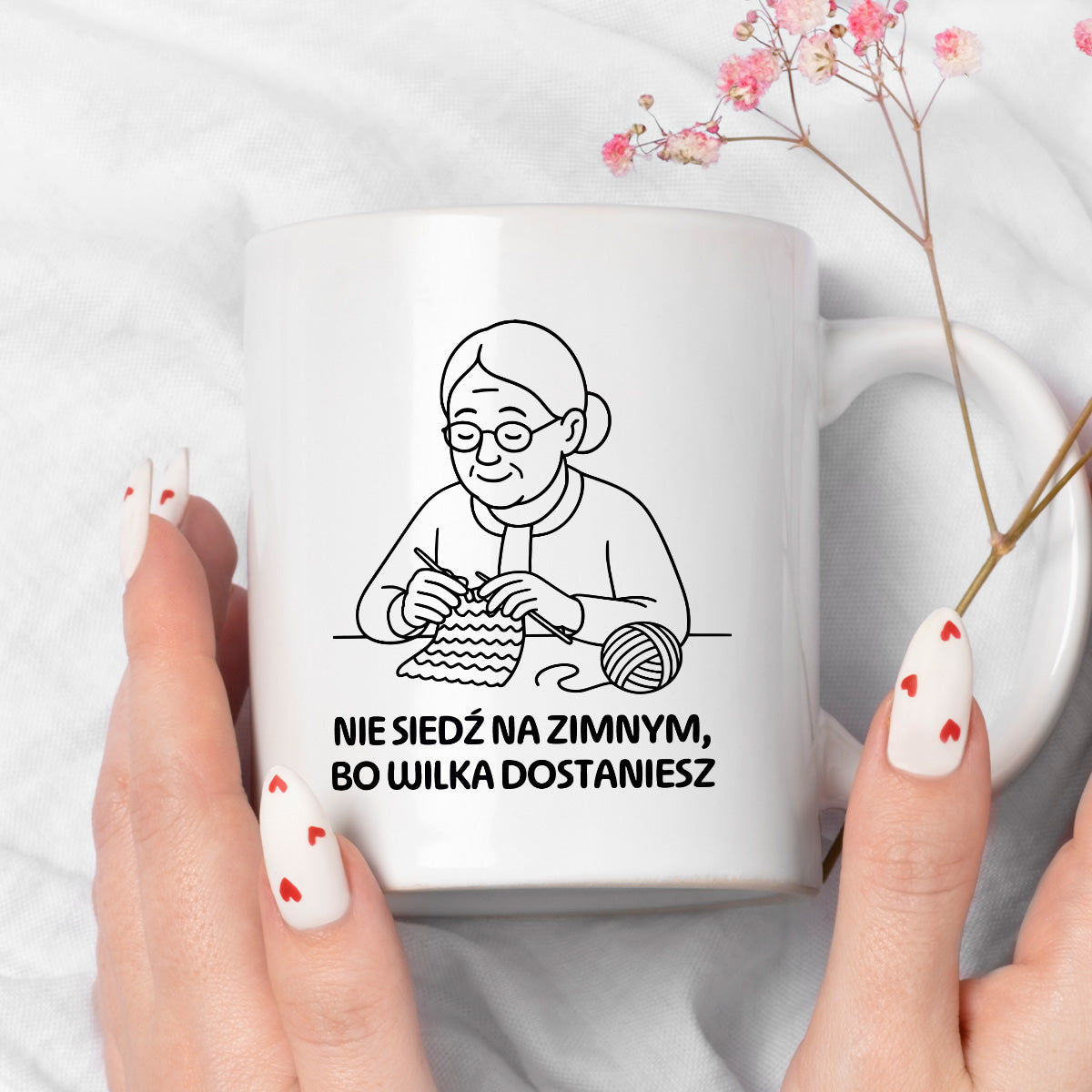 Kubek dla Babci / Dziadka - "Nie siedź na zimnym, bo wilka dostaniesz"