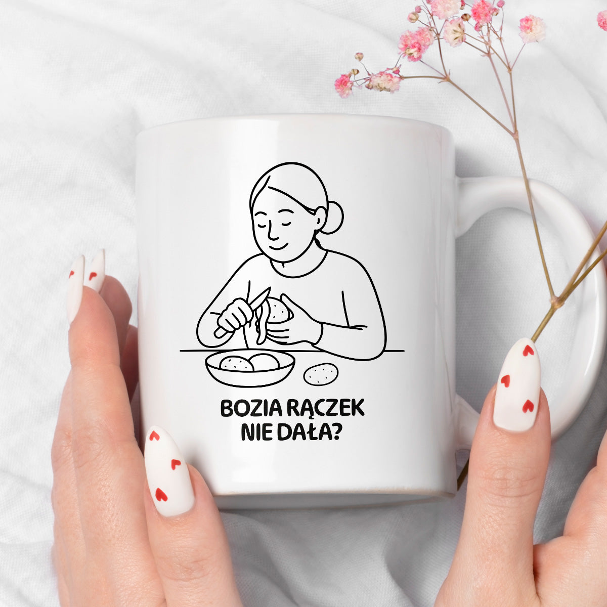 Kubek z nadrukiem "Bozia rączek nie dała?" - Cytaty MAMY - DZIEŃ MAMY