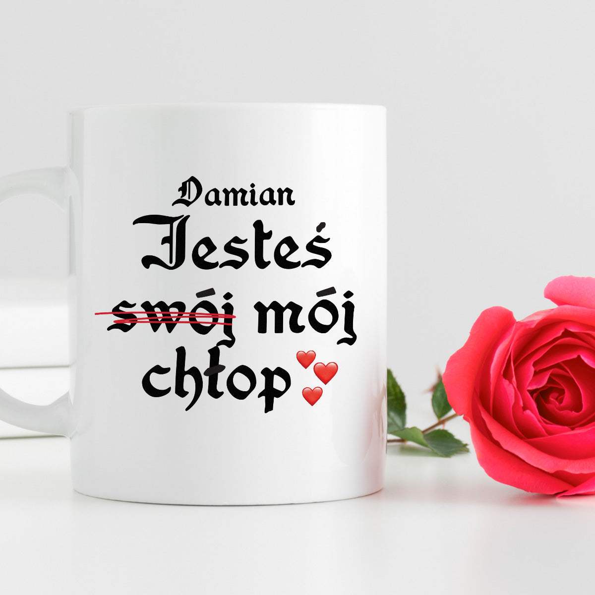 Kubek spersonalizowany z nadrukiem "Jesteś (swój) mój chłop <3"
